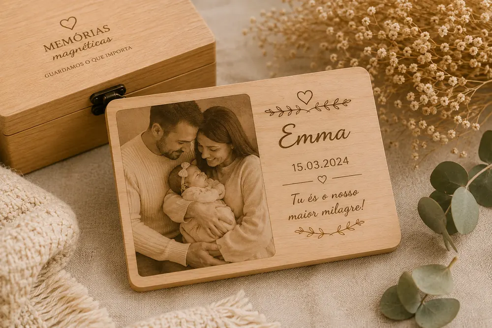 Placa personalizada de bebé com fotografia e nome